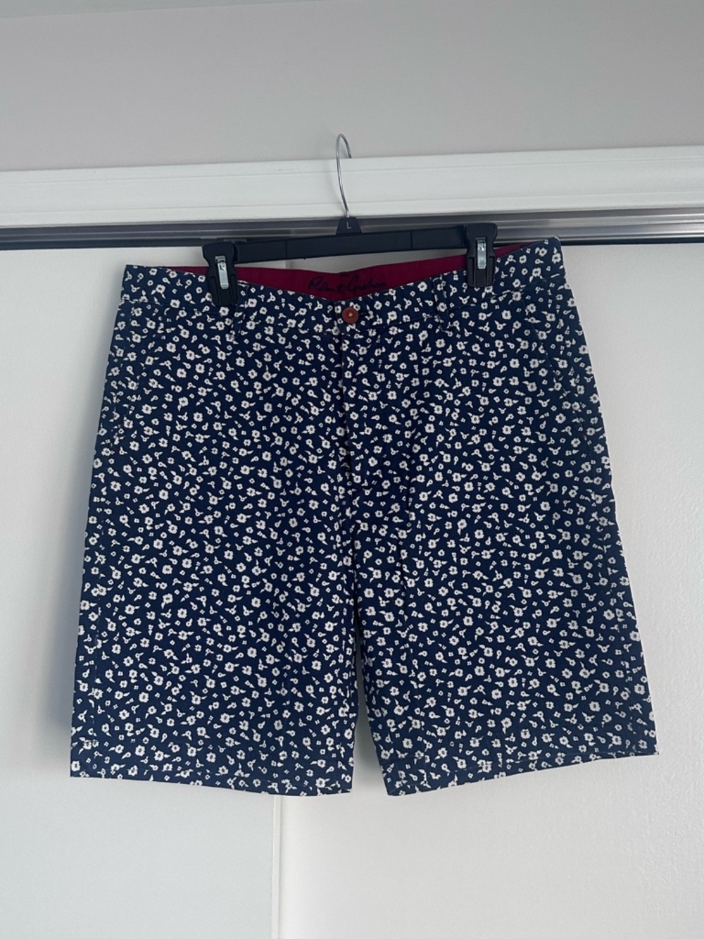 Robert Graham Navy Floral-Trim Shorts